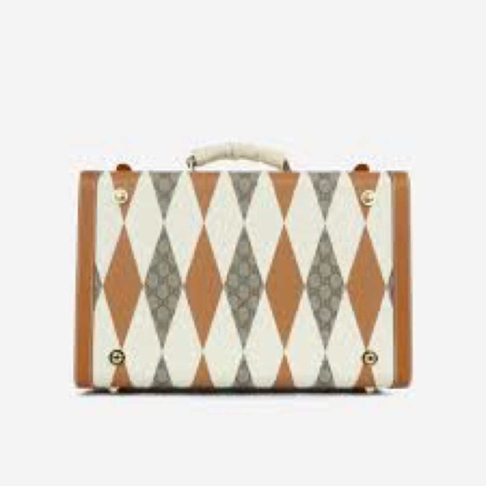 BRAND NEW GUCCI LUGGAGE! Rhombus Beige and ebony GG Supreme canvas Savoy Medium - Picture 12 of 15